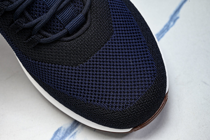 BREATHABLE COWHIDE KNITTED SPORTS SHOES NAVY BLUE/WHITE