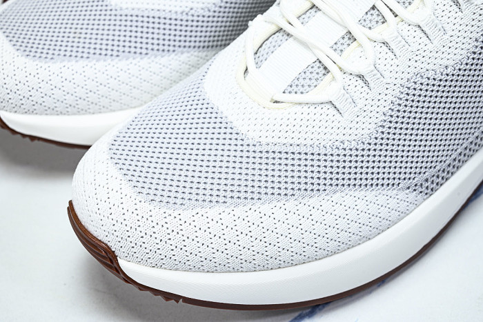 BREATHABLE COWHIDE KNITTED SPORTS SHOES WHITE/GREY