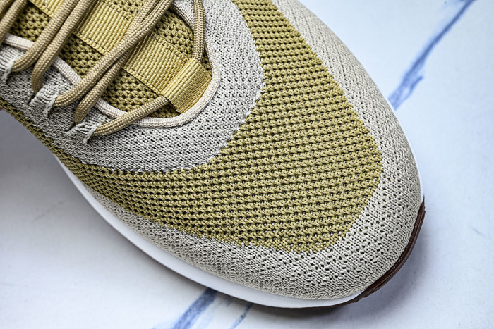 BREATHABLE COWHIDE KNITTED SPORTS SHOES GREEN/GREY