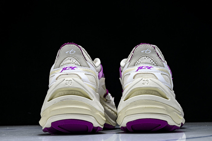 WMRTN9150 ROUND-TOE THICK-SOLED LOW-TOP DAD SHOES WHITE/PURPLE/BEIGE