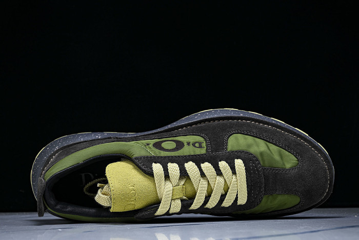 MEN'S SPORTY LACE UP COLOR BLOCKING CASUAL AND FASHIONABLE SINGLE SHOES GREEN/BLACK