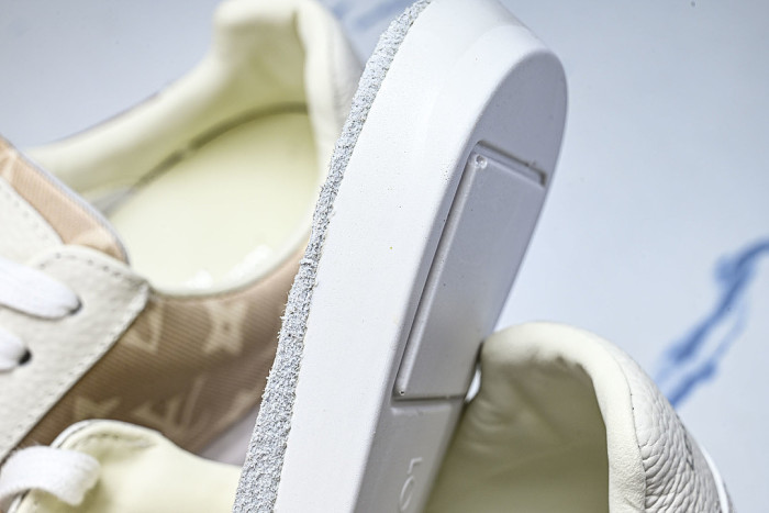 1ACQM6 BEVERLY HILLS LEATHER SPORTS SHOES BEIGE/WHITE
