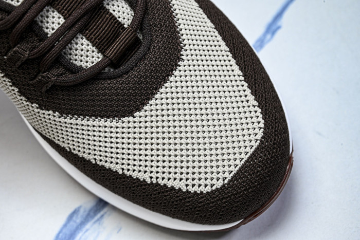 BREATHABLE COWHIDE KNITTED SPORTS SHOES BEIGE/BROWN