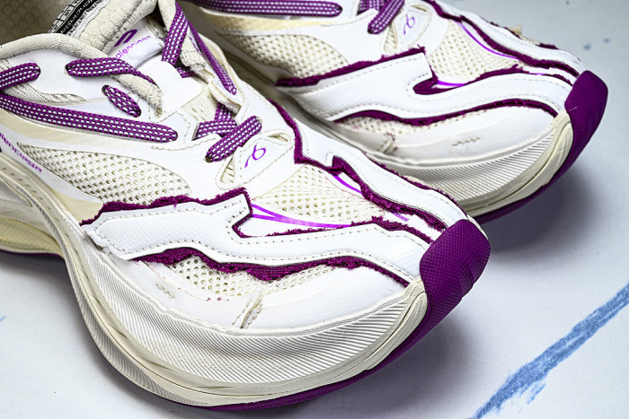 WMRTN9150 ROUND-TOE THICK-SOLED LOW-TOP DAD SHOES WHITE/PURPLE/BEIGE