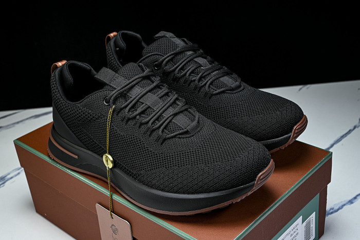 BREATHABLE COWHIDE KNITTED SPORTS SHOES BLACK/BLACK/BLACK