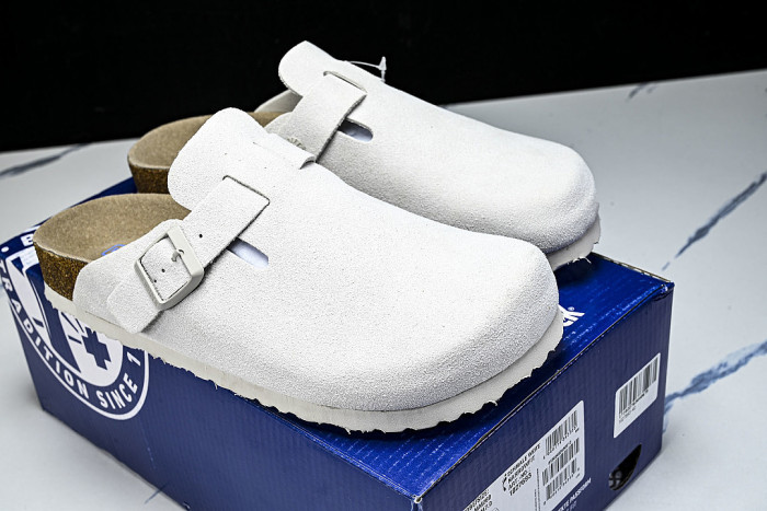 CORK SOFT SOLED ONE PIECE HALF DRAG CASUAL SHOES WHITE/PURE WHITE