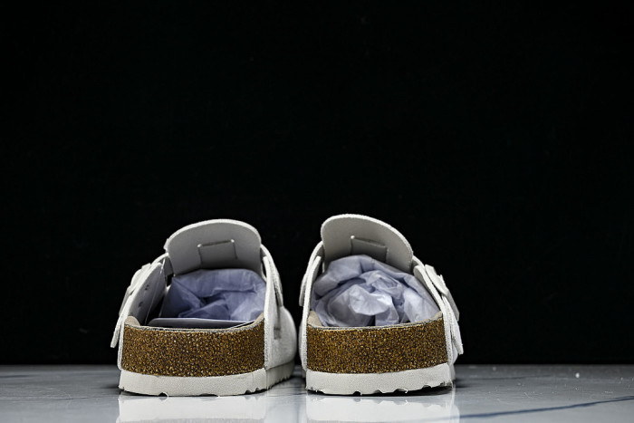 CORK SOFT SOLED ONE PIECE HALF DRAG CASUAL SHOES WHITE/PURE WHITE