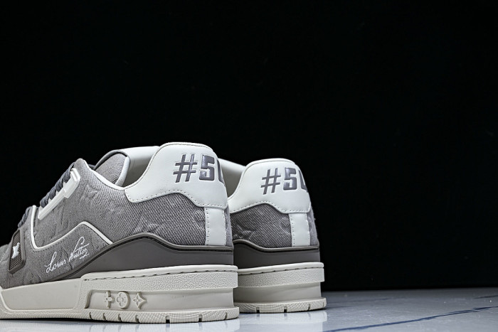 LEATHER CASUAL SPORTS SNEAKERS GREY/WHITE/GREY