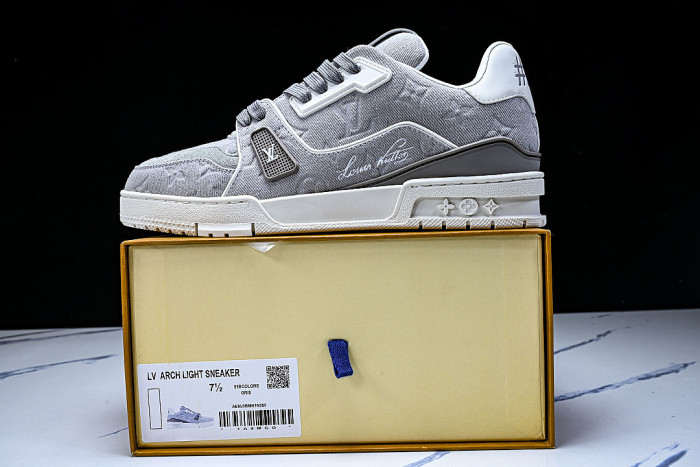LEATHER CASUAL SPORTS SNEAKERS GREY/WHITE/GREY