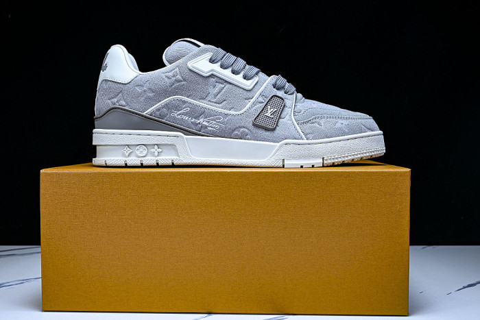 LEATHER CASUAL SPORTS SNEAKERS GREY/WHITE/GREY