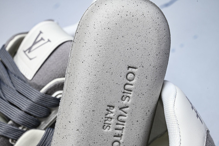 LEATHER CASUAL SPORTS SNEAKERS GREY/WHITE/GREY