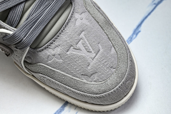 LEATHER CASUAL SPORTS SNEAKERS GREY/WHITE/GREY