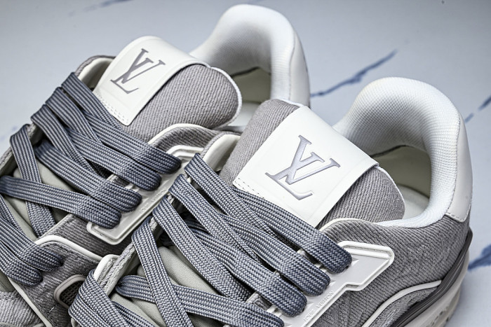 LEATHER CASUAL SPORTS SNEAKERS GREY/WHITE/GREY