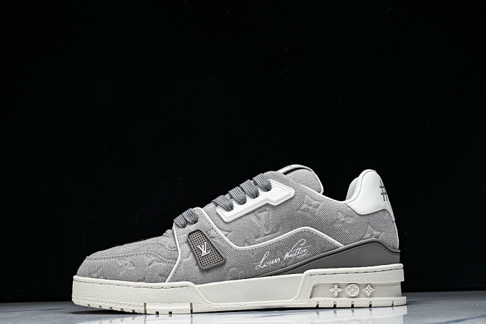 LEATHER CASUAL SPORTS SNEAKERS GREY/WHITE/GREY