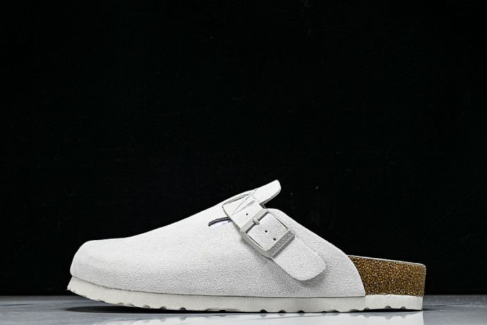 CORK SOFT SOLED ONE PIECE HALF DRAG CASUAL SHOES WHITE/PURE WHITE