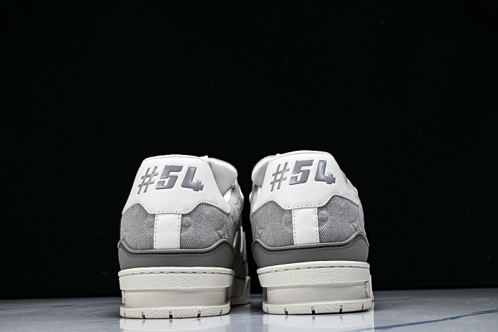 LEATHER CASUAL SPORTS SNEAKERS GREY/WHITE/GREY