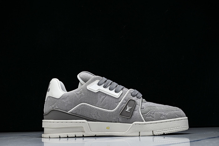 LEATHER CASUAL SPORTS SNEAKERS GREY/WHITE/GREY