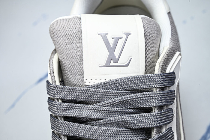 LEATHER CASUAL SPORTS SNEAKERS GREY/WHITE/GREY