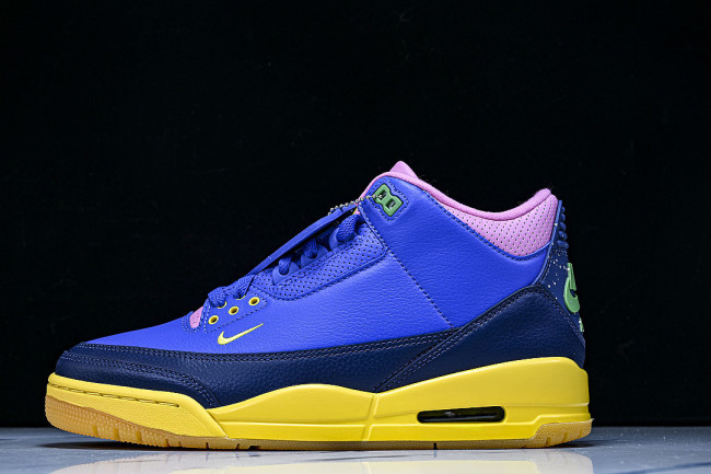 IV4871-400 AIR JORDAN 3 OG AJ3 REPLICA BASKETBALL SHOES KLEIN BLUE/PINK/YELLOW