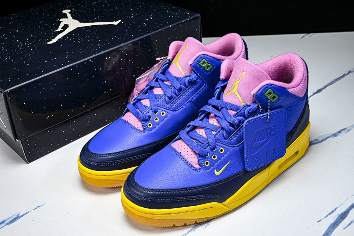 IV4871-400 AIR JORDAN 3 OG AJ3 REPLICA BASKETBALL SHOES KLEIN BLUE/PINK/YELLOW