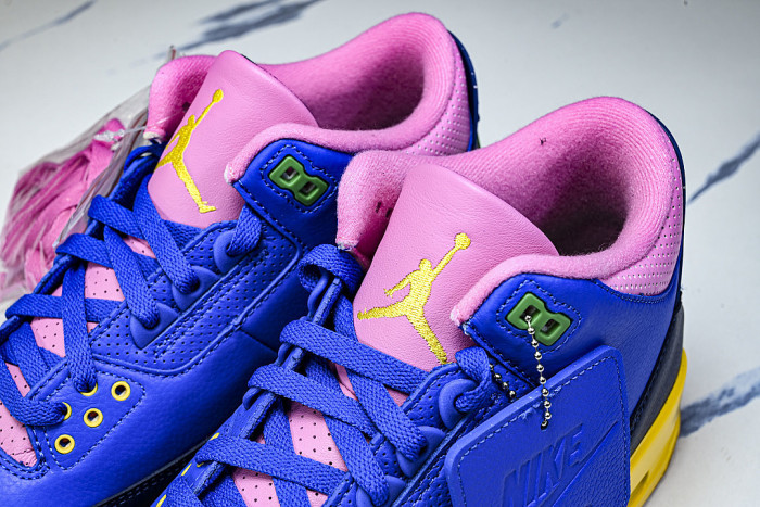 IV4871-400 AIR JORDAN 3 OG AJ3 REPLICA BASKETBALL SHOES KLEIN BLUE/PINK/YELLOW