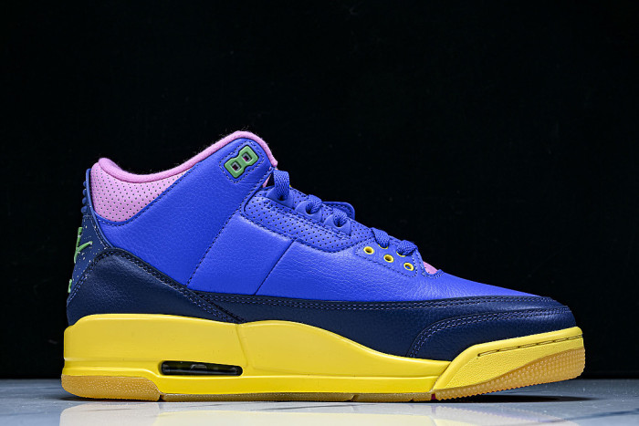 IV4871-400 AIR JORDAN 3 OG AJ3 REPLICA BASKETBALL SHOES KLEIN BLUE/PINK/YELLOW