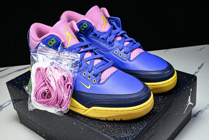 IV4871-400 AIR JORDAN 3 OG AJ3 REPLICA BASKETBALL SHOES KLEIN BLUE/PINK/YELLOW