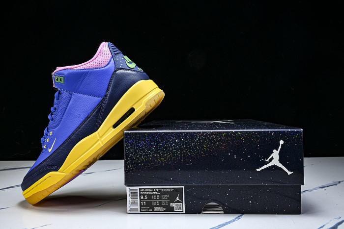 IV4871-400 AIR JORDAN 3 OG AJ3 REPLICA BASKETBALL SHOES KLEIN BLUE/PINK/YELLOW