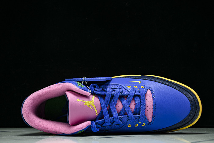IV4871-400 AIR JORDAN 3 OG AJ3 REPLICA BASKETBALL SHOES KLEIN BLUE/PINK/YELLOW