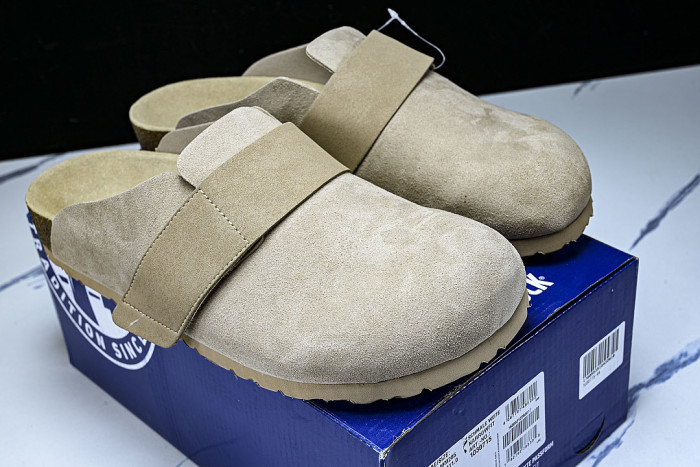 CORK SOFT SOLED ONE PIECE HALF DRAG CASUAL SHOES BROWN/LIGHT BROWN