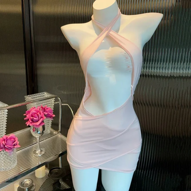 Pink halter dress