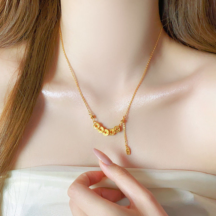 Advanced Light Luxury Five Emperor Coin Necklace