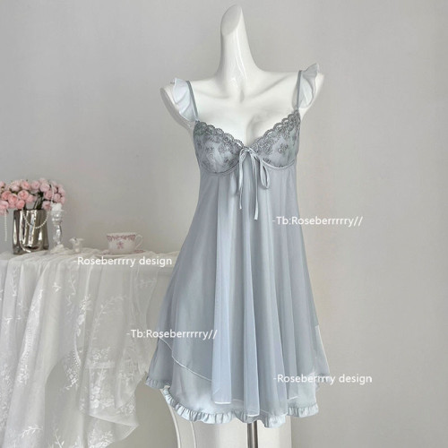 Lace high-end halter nightdress for women with chest pads