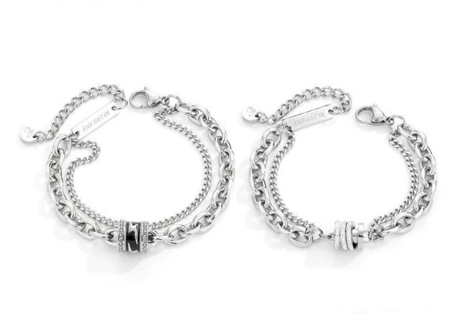 Lightning Little Waist Titanium Steel men's and women's bracelet 2025 New style double-layer layering