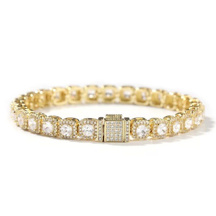 7MM full diamond zircon super flash rock sugar bracelet