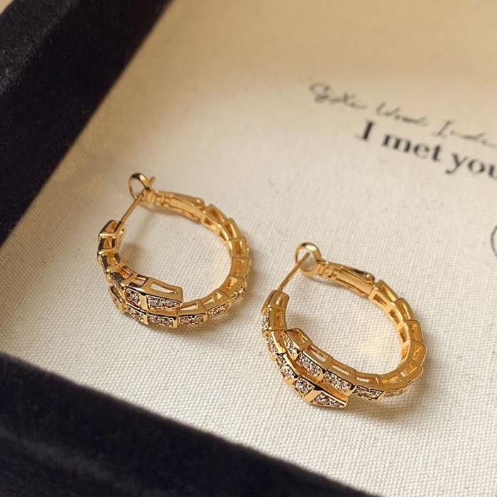 Light luxury high-end ear buckle and snake ear ring earrings