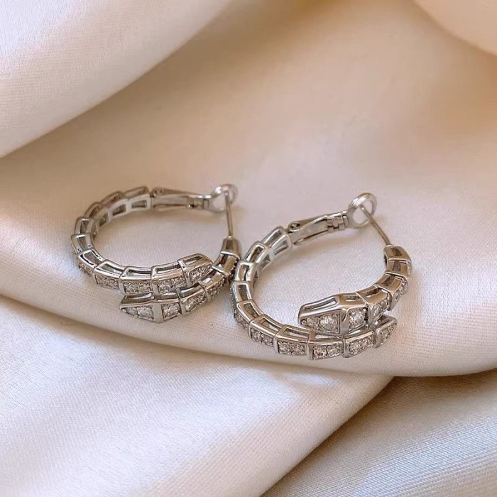 Light luxury high-end ear buckle and snake ear ring earrings