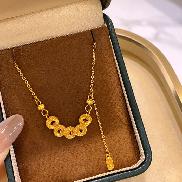 Advanced Light Luxury Five Emperor Coin Necklace