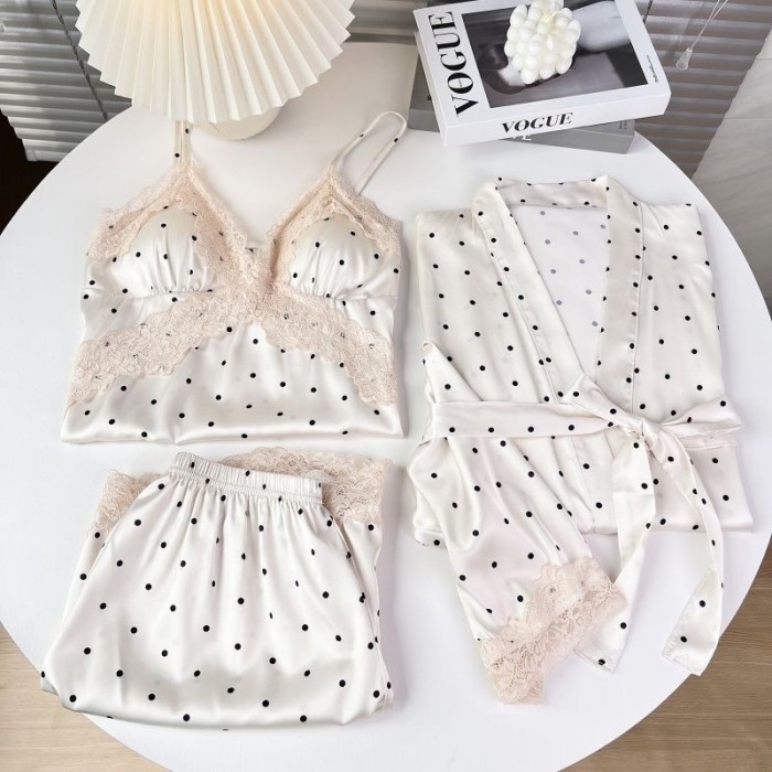 High-end polka dot sexy underwear made of ice silk fabric