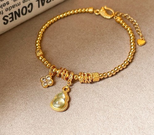 Hulu bead four leaf clover zirconium bracelet for women