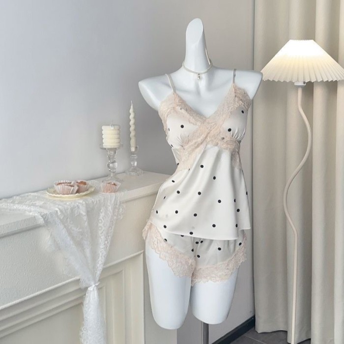 High-end polka dot sexy underwear made of ice silk fabric