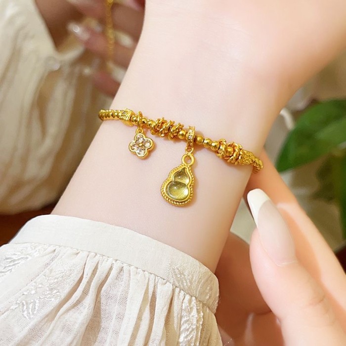 Hulu bead four leaf clover zirconium bracelet for women