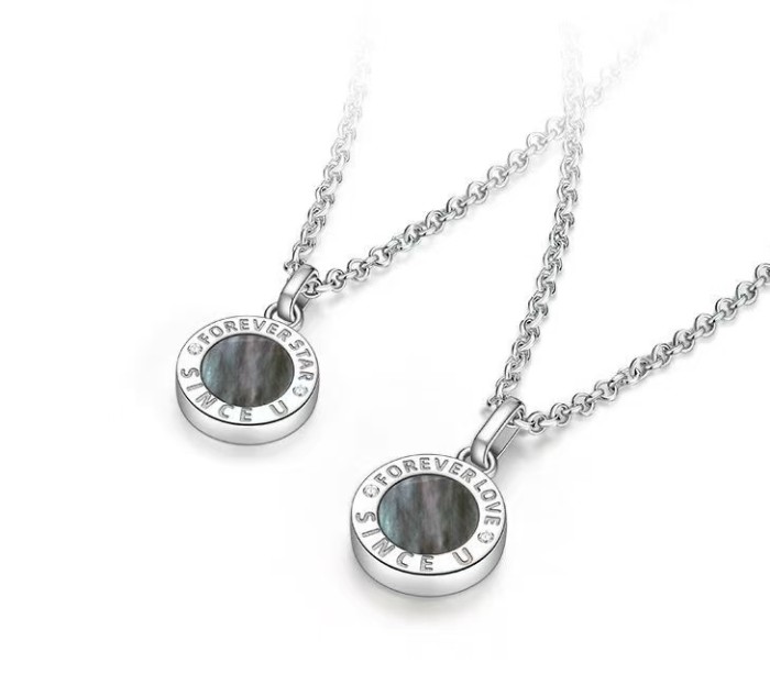 Couple silver necklace, cool and fashionable DIY custom engraved collarbone chain