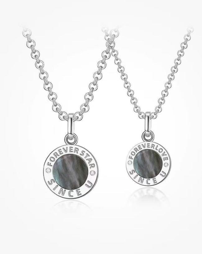 Couple silver necklace, cool and fashionable DIY custom engraved collarbone chain