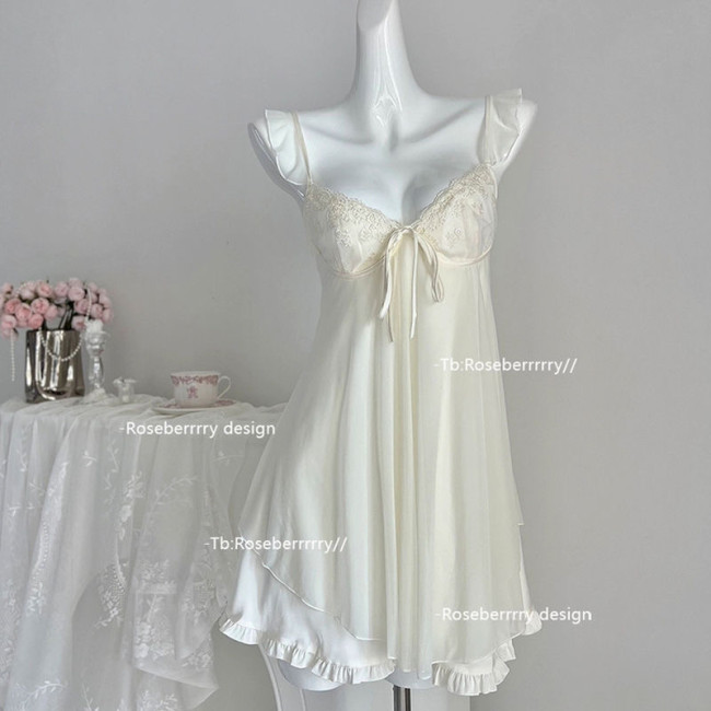 Lace high-end halter nightdress for women with chest pads