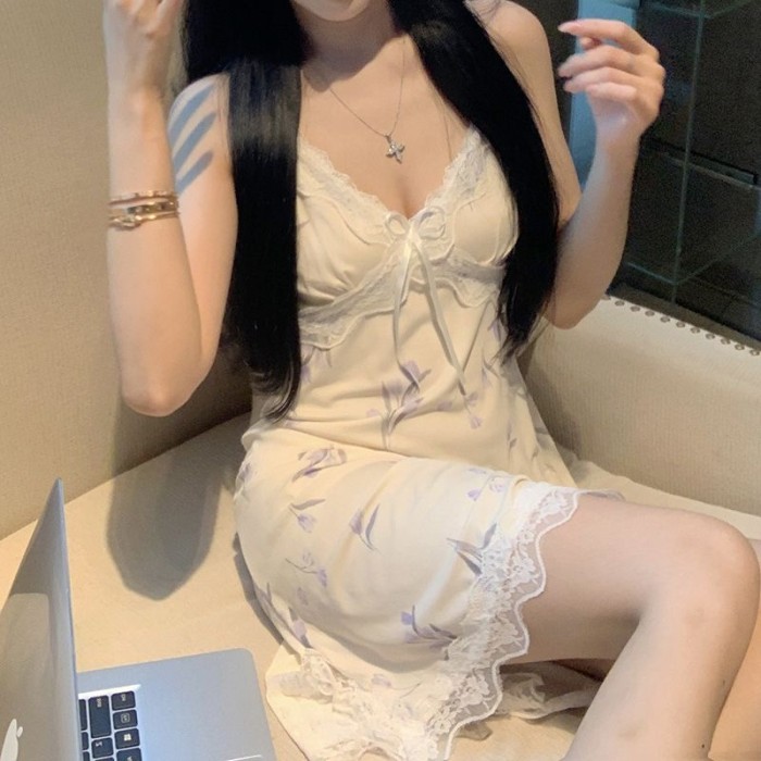 The Pure Desire lace halter nightgown is a new summer dress for women, featuring a backless, thin, and simple yet sexy style