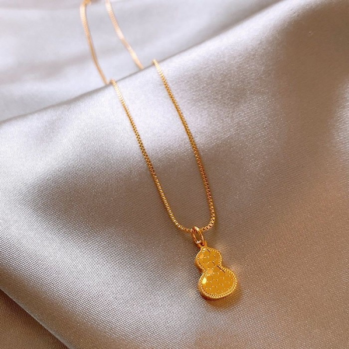 New Chinese style golden crushed ice gourd necklace
