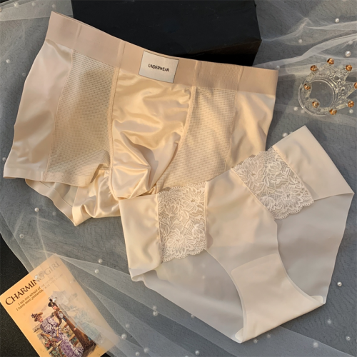 Pure desire style couple sexy underwear one man and one woman seamless lace satin