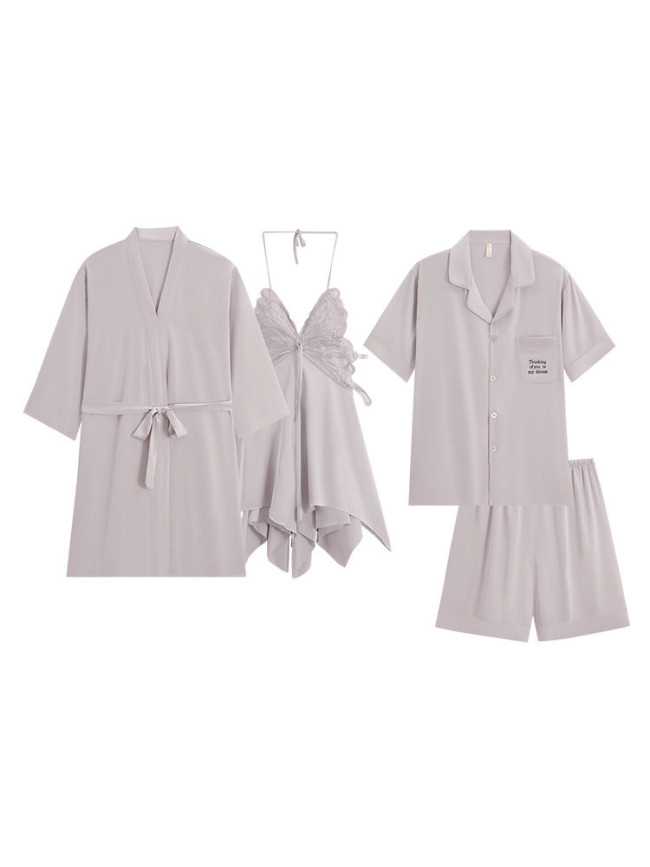 summer thin ice silk couple pajamas