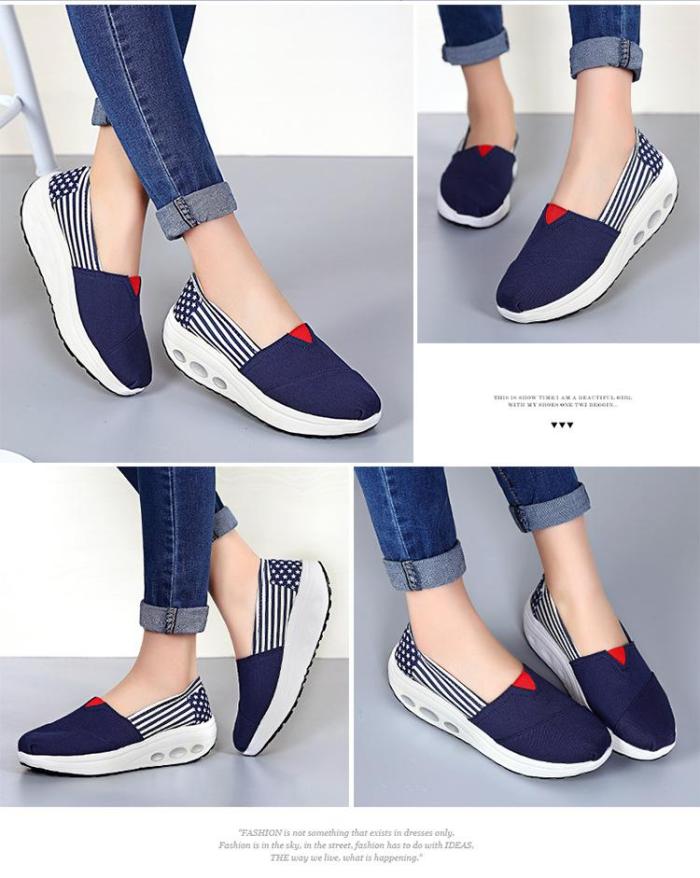 Spring Autumn Women Platform Shoes Height Increasing 5cm Woman Sneakers Fashion Slip-on Casual Canvas Shoes Ladies Loafers